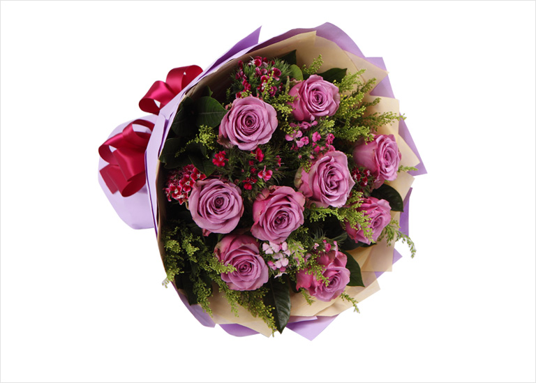 花袭人--紫玫瑰9枝,石竹梅