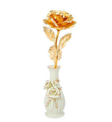 999纯金箔玫瑰+陶瓷花瓶