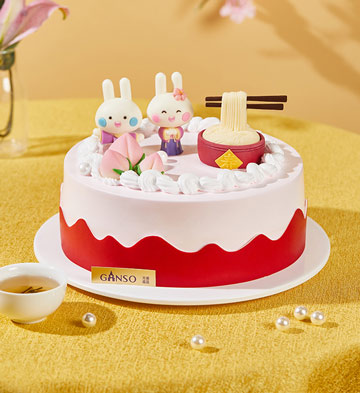 福壽綿綿 鮮奶蛋糕6號無兔子裝飾