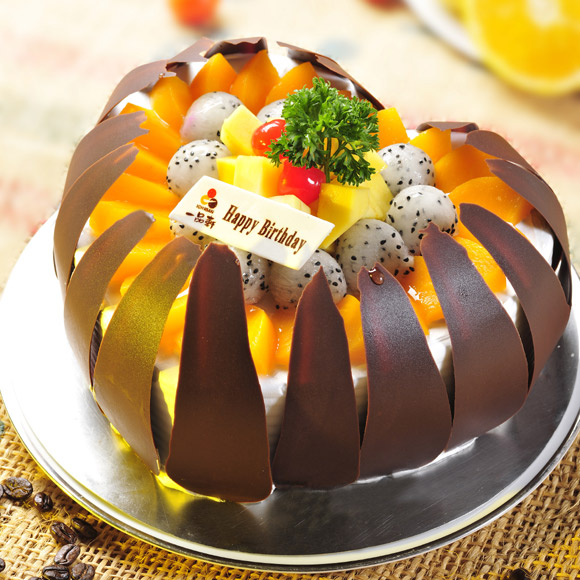 巴厘岛之恋(3磅):3磅(10寸),蛋糕 双层夹心 时令水果 造型巧克力