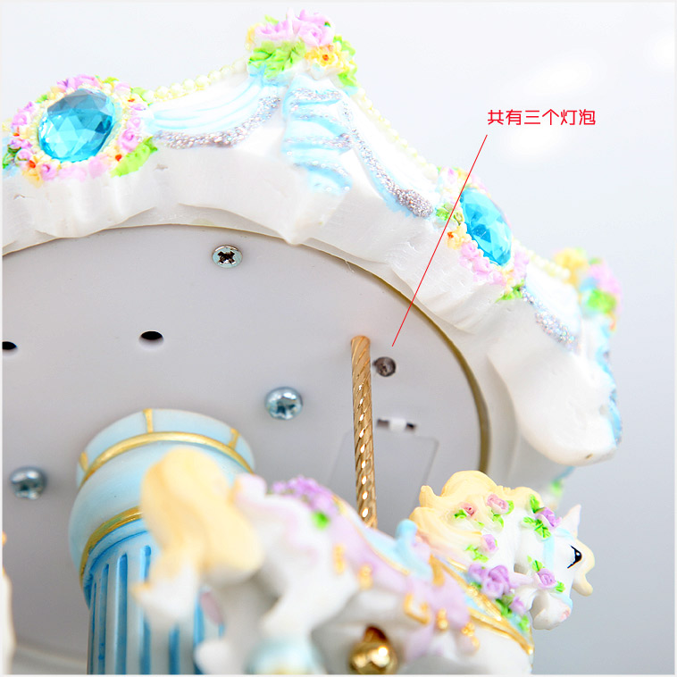 ⭐︎美品⭐︎ 高級　木馬 礼品_旋转木马/小号玫瑰花/蓝_三只小木马，精致美观，形态各异