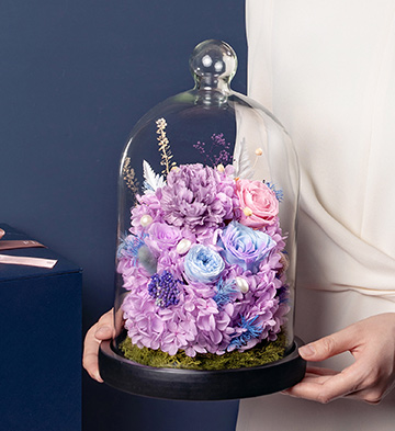 守护时光玻璃罩永生花/富贵紫
