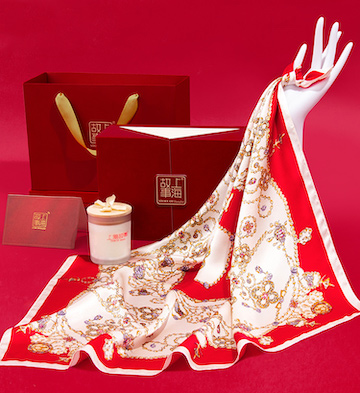 上海故事红色丝巾+香薰礼盒