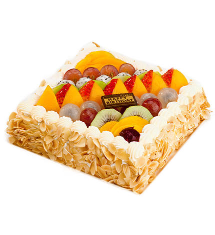 彩虹巴黎(4磅):美国大杏仁片,法国铁塔淡奶油,时令鲜水果_vcake蛋糕