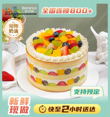 维尔纳斯 奇幻果园动物奶油生日蛋糕/6寸