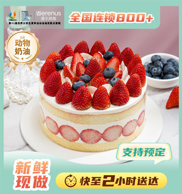 维尔纳斯 草莓大满贯动物奶油生日蛋糕/6寸