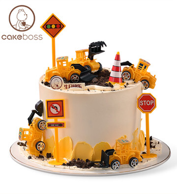 CAKEBOSS挖掘机水果奶油蛋糕/4寸