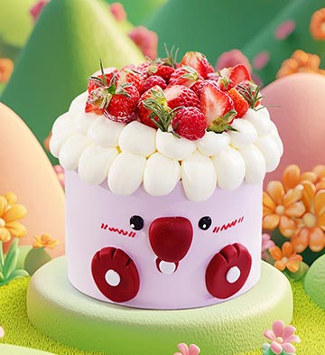 雀巢[Loopy的家]冰淇淋/水果动物奶油生日蛋糕/6英寸