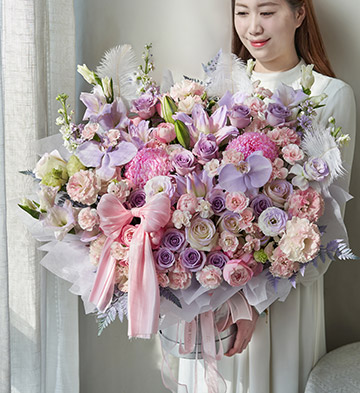 梦幻粉紫/高端鲜花抱抱桶